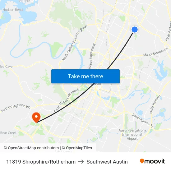11819 Shropshire/Rotherham to Southwest Austin map