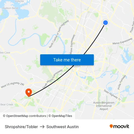Shropshire/Tobler to Southwest Austin map