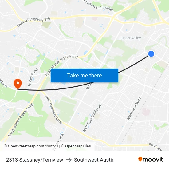 2313 Stassney/Fernview to Southwest Austin map