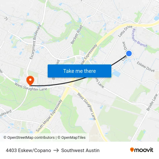 4403 Eskew/Copano to Southwest Austin map