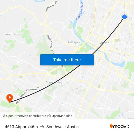 4613 Airport/46th to Southwest Austin map