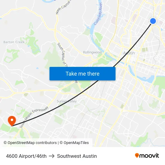 4600 Airport/46th to Southwest Austin map