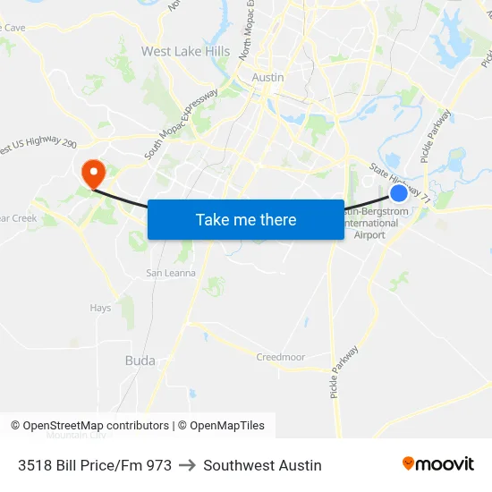 3518 Bill Price/Fm 973 to Southwest Austin map
