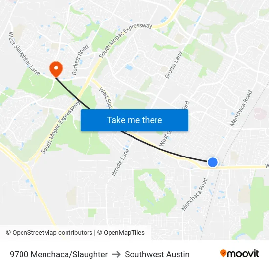 9700 Menchaca/Slaughter to Southwest Austin map