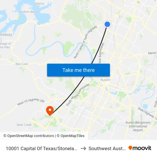 10001 Capital Of Texas/Stonelake to Southwest Austin map