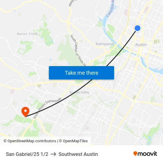 San Gabriel/25 1/2 to Southwest Austin map