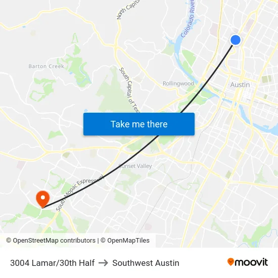 3004 Lamar/30th Half to Southwest Austin map