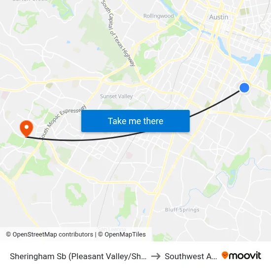 Sheringham Sb (Pleasant Valley/Sheringham) to Southwest Austin map