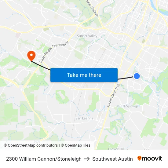 2300 William Cannon/Stoneleigh to Southwest Austin map