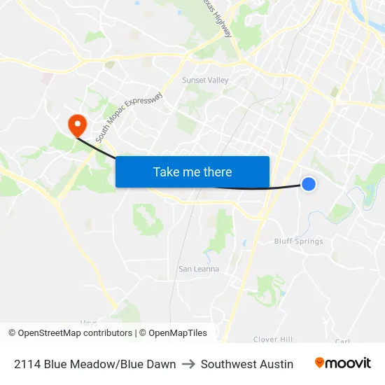 2114 Blue Meadow/Blue Dawn to Southwest Austin map