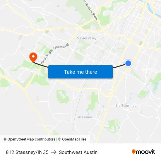 812 Stassney/Ih 35 to Southwest Austin map