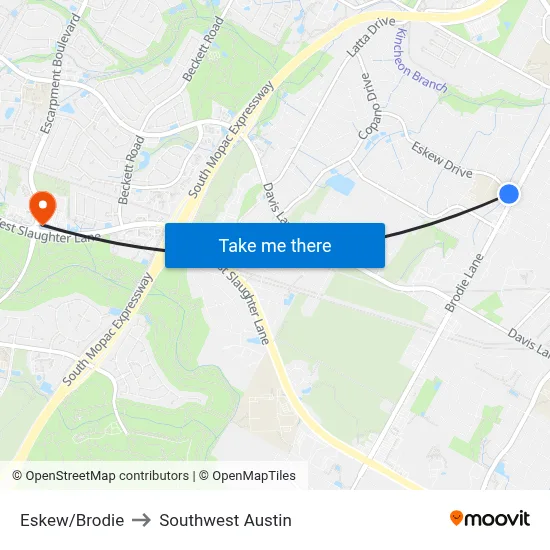 Eskew/Brodie to Southwest Austin map