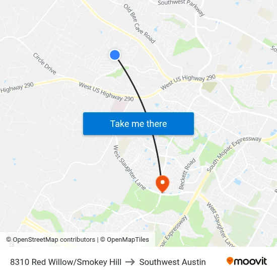 8310 Red Willow/Smokey Hill to Southwest Austin map