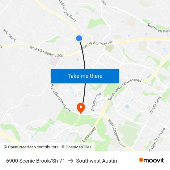 6900 Scenic Brook/Sh 71 to Southwest Austin map