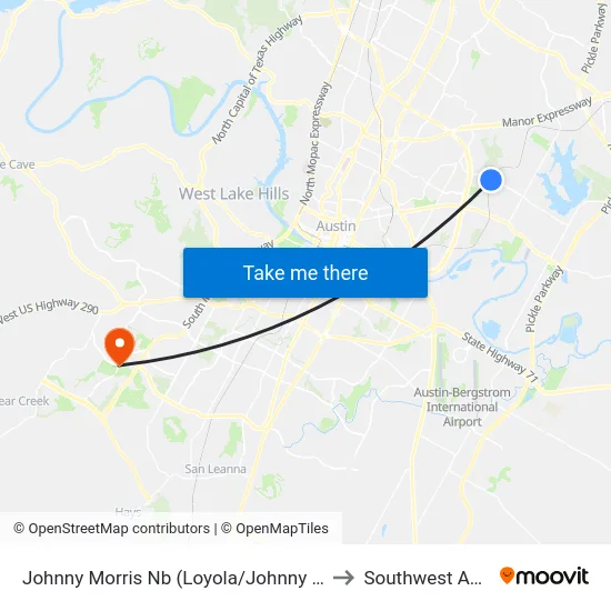 Johnny Morris Nb (Loyola/Johnny Morris) to Southwest Austin map