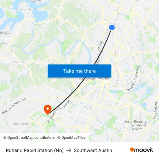 Rutland Rapid Station (Nb) to Southwest Austin map