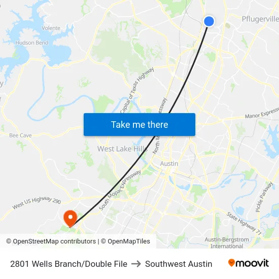2801 Wells Branch/Double File to Southwest Austin map