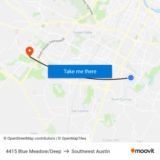 4415 Blue Meadow/Deep to Southwest Austin map