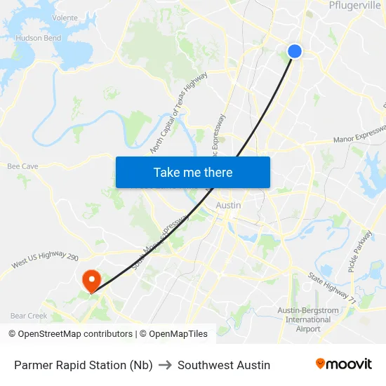 Parmer Rapid  Station (Nb) to Southwest Austin map