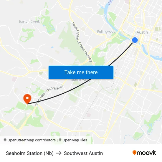 Seaholm Station (Nb) to Southwest Austin map