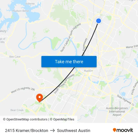 2415 Kramer/Brockton to Southwest Austin map