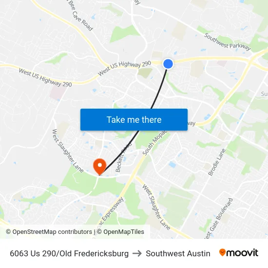 6063 Us 290/Old Fredericksburg to Southwest Austin map