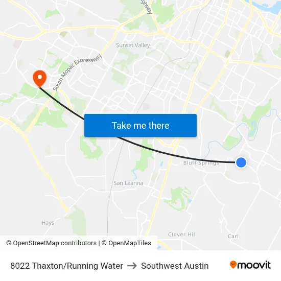 8022 Thaxton/Running Water to Southwest Austin map