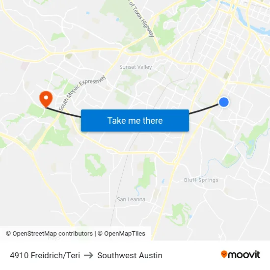 4910 Freidrich/Teri to Southwest Austin map