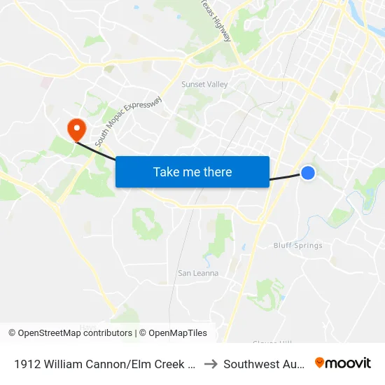 1912 William Cannon/Elm Creek (Apt) to Southwest Austin map
