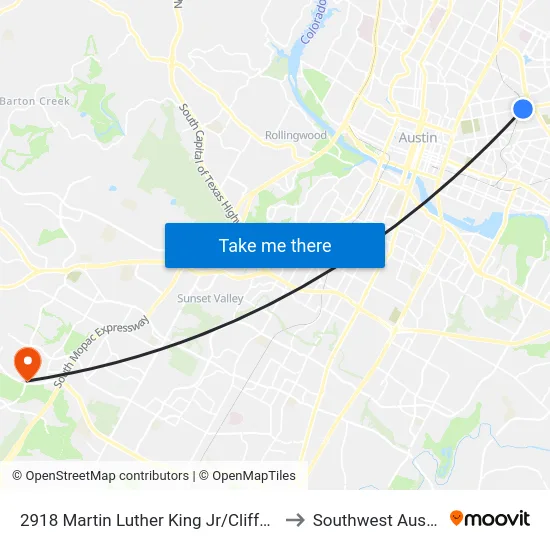 2918 Martin Luther King Jr/Clifford to Southwest Austin map