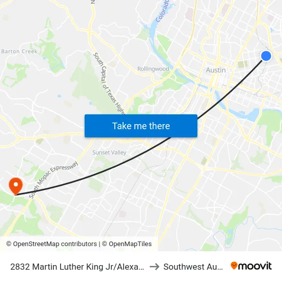 2832 Martin Luther King Jr/Alexander to Southwest Austin map