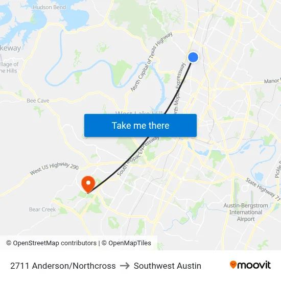 2711 Anderson/Northcross to Southwest Austin map