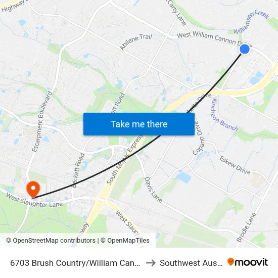 6703 Brush Country/William Cannon to Southwest Austin map