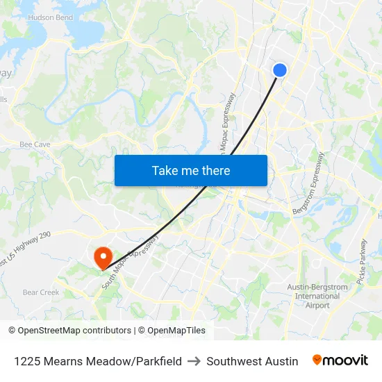 1225 Mearns Meadow/Parkfield to Southwest Austin map
