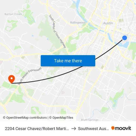 2204 Cesar Chavez/Robert Martinez to Southwest Austin map
