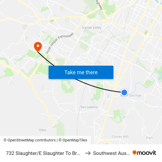 732 Slaughter/E Slaughter To Brandt to Southwest Austin map