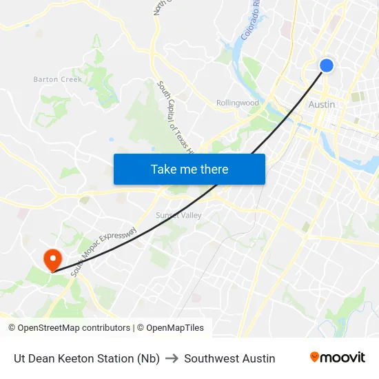 Ut Dean Keeton Station (Nb) to Southwest Austin map