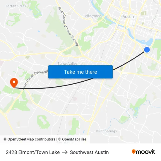 2428 Elmont/Town Lake to Southwest Austin map