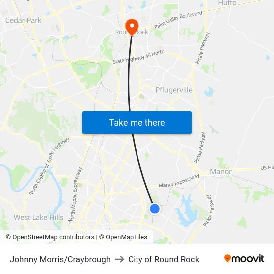 Johnny Morris/Craybrough to City of Round Rock map