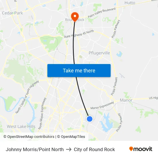 Johnny Morris/Point North to City of Round Rock map