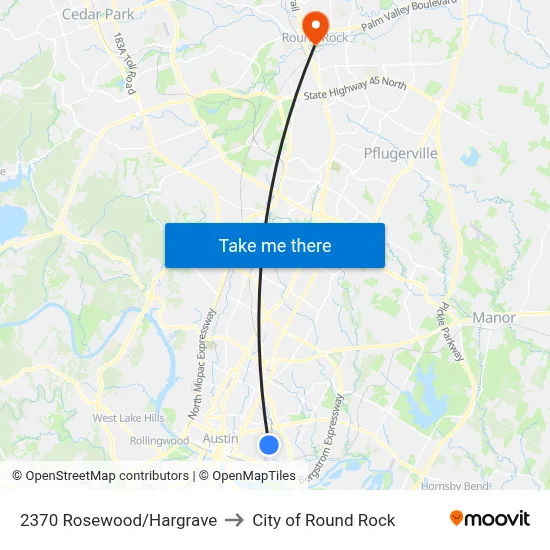 2370 Rosewood/Hargrave to City of Round Rock map
