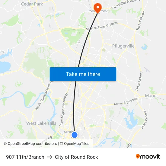 907 11th/Branch to City of Round Rock map