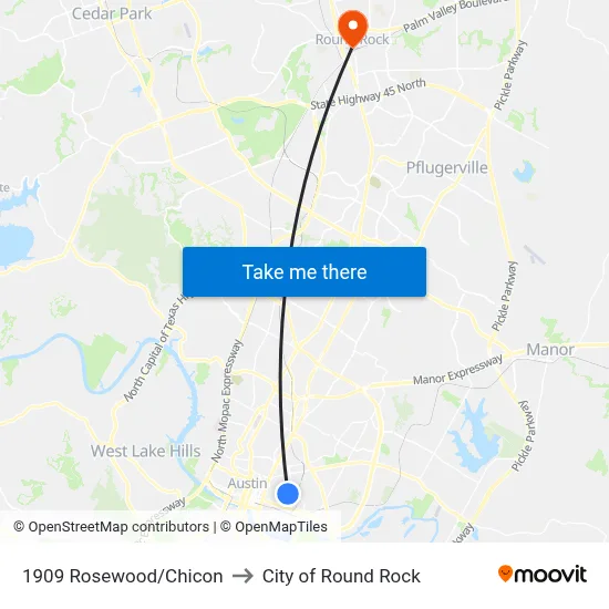 1909 Rosewood/Chicon to City of Round Rock map
