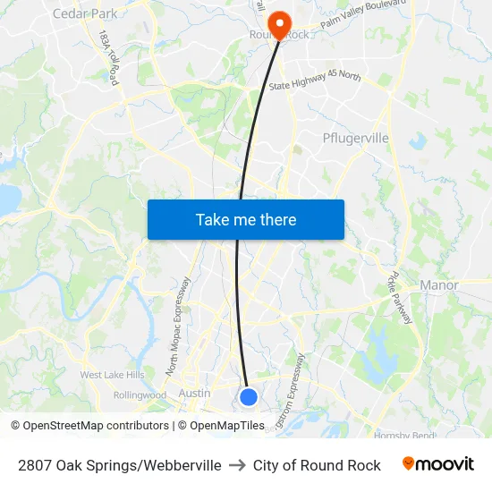 2807 Oak Springs/Webberville to City of Round Rock map