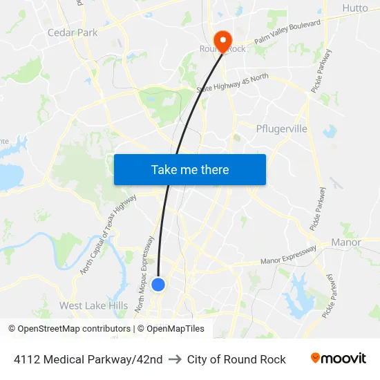 4112 Medical Parkway/42nd to City of Round Rock map