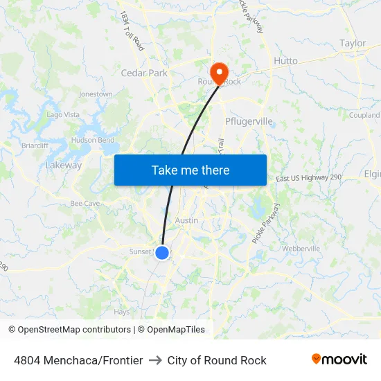 4804 Menchaca/Frontier to City of Round Rock map