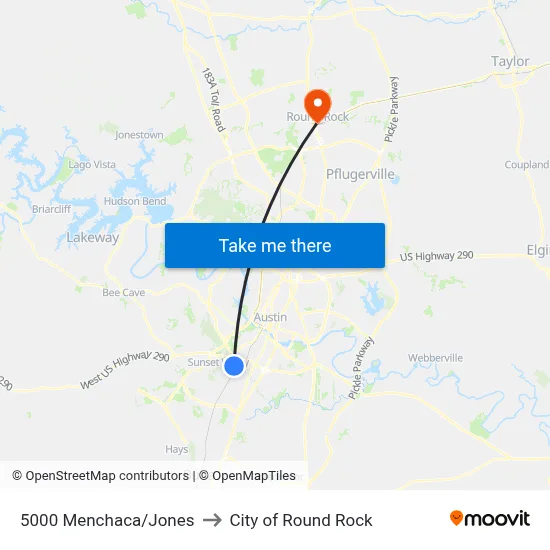 5000 Menchaca/Jones to City of Round Rock map