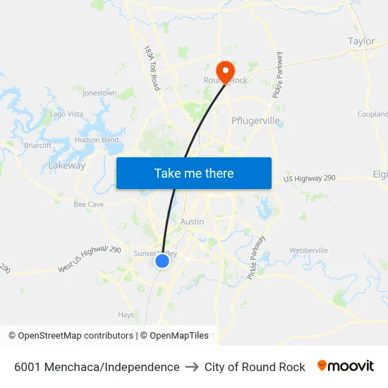 6001 Menchaca/Independence to City of Round Rock map