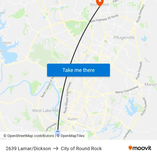 2639 Lamar/Dickson to City of Round Rock map