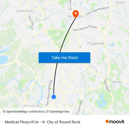 Medical Pkwy/41st to City of Round Rock map